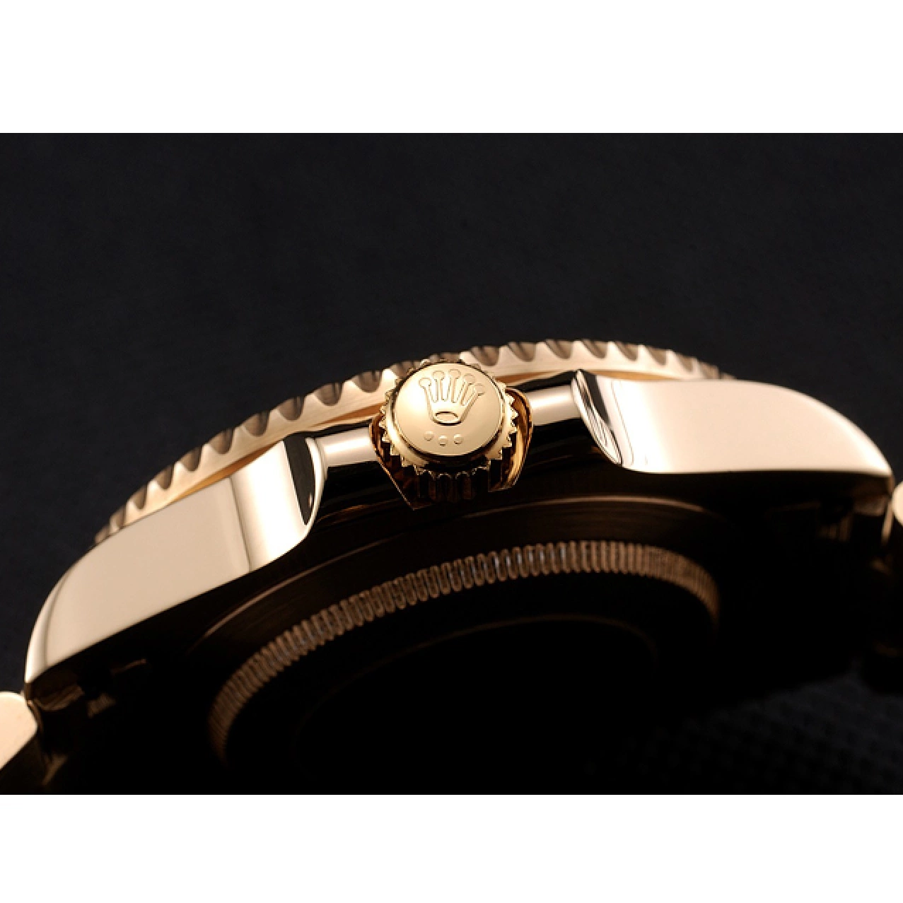 Best AAA Replica Sites Markings Diamond Dial Bracelet Black And Gold Rolex Yellow Submariner Bezel Case With Swiss Gold 0701